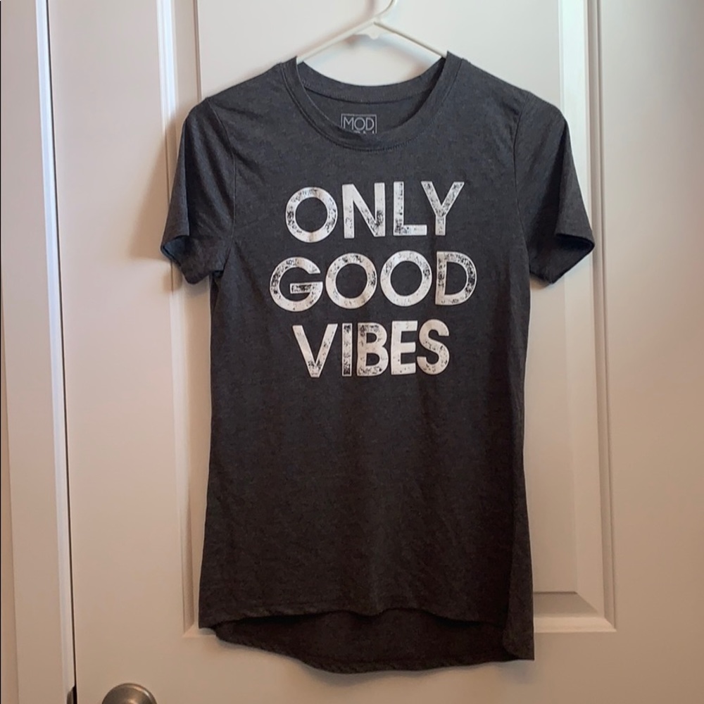 Gray Only Good Vibes T-Shirt - Picture 1 of 4